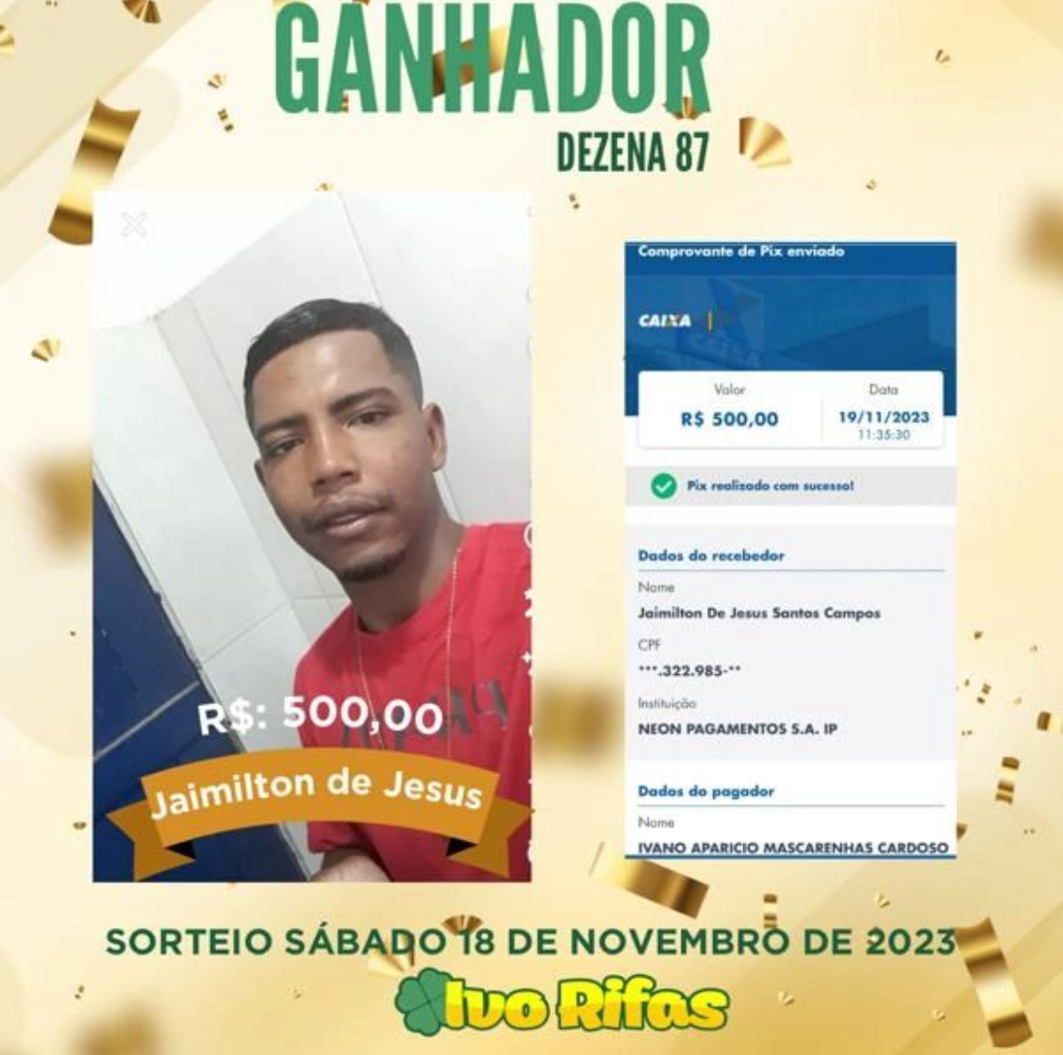 PIX PREMIADO 500,00 REAIS